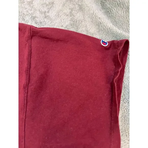 Champion Burgundy Embroidered C Logo T-Shirt Men’s 2XL Short Sleeve Crewneck Tee - Picture 4 of 9